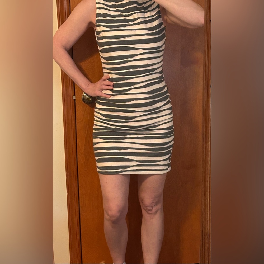 Searle Charcoal Striped Bodycon Mini Dress